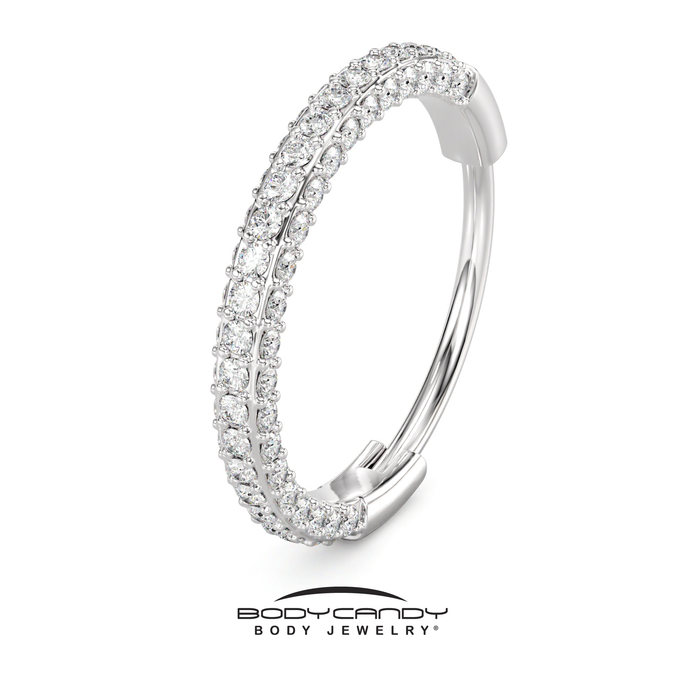 20G Implant Grade Titanium Triple Sided Micro Gem Hinged Nose Hoop