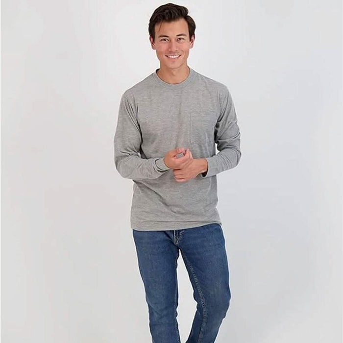 3-Pack: Men's Cotton Long Sleeve T-Shirt with Chest Pocket