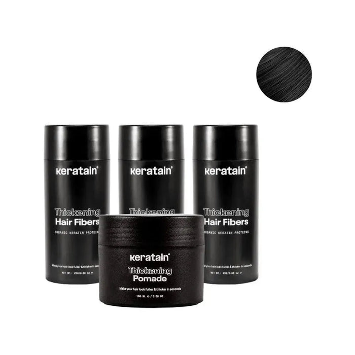 3x Keratain hair fibers + free Keratain pomade – Black (25 gr) - Hairgivers