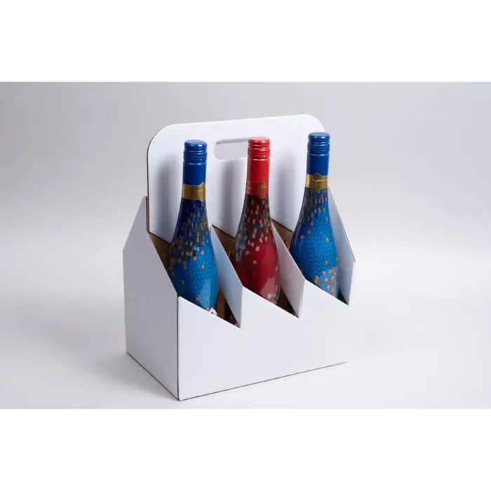 6 Bottle Wine Carrier - Open Style - White Kraft Finish -