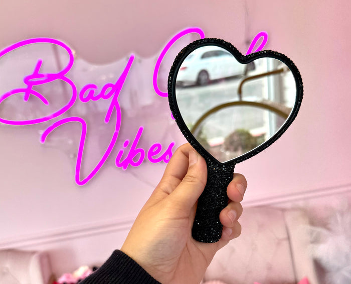 Blinged Up Heart Mirror