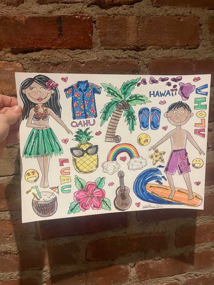 I Love Hawaii Watercolor Painting