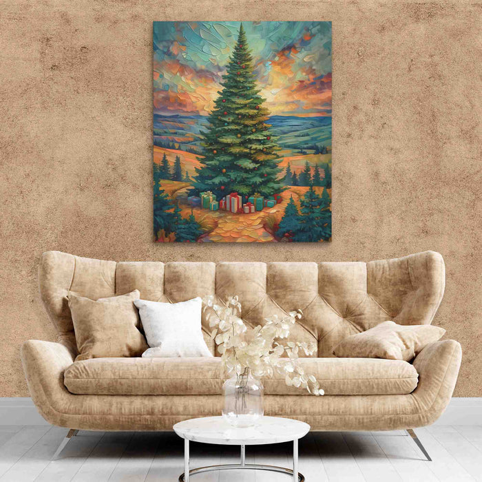 A Merry Christmas Tree - Canvas Wall Art