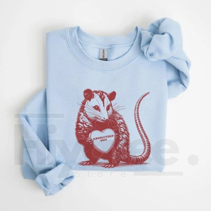 Absolutely Not Possum Valentine’s Sweatshirt: Funny Opossum Meme Heart Sweater