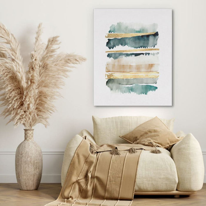 Abstract Forest with Gold - Abstract Wall Art in Black Frame