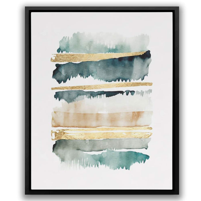 Abstract Forest with Gold - Forest Wall Art in Black Frame