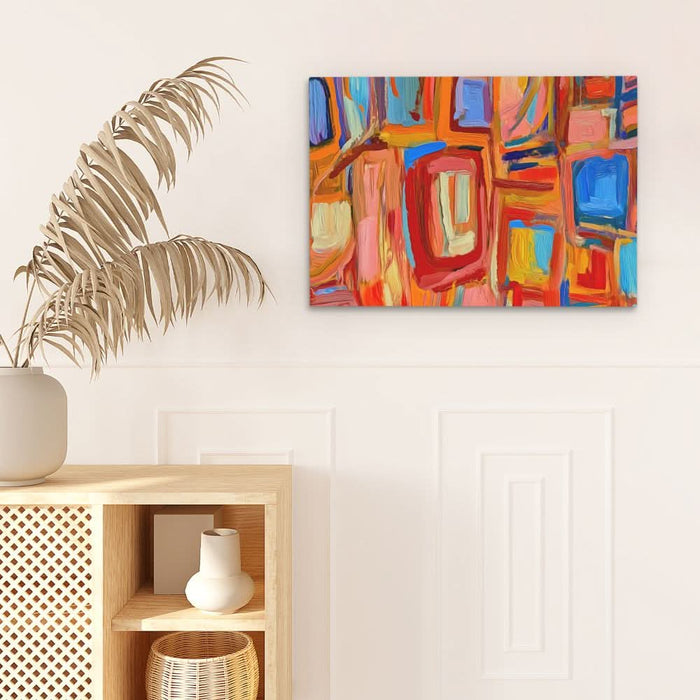 Abstract Squares - Modern Orange Canvas Wall Art