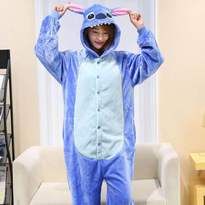 Adults Onesie Zip Up Animal Pajamas One Piece Sleepwear