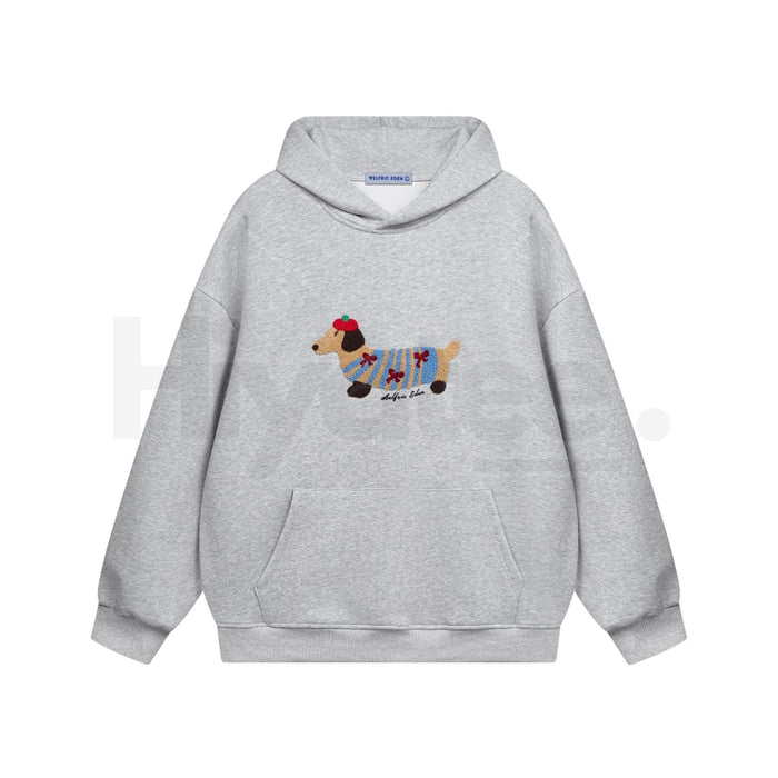 Aelfric Eden Cartoon Dog Hoodie – Embroidered Oversized Pullover
