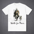 Aesthetic "Walk For Peace" Zen T-Shirt – Minimalist Monk & Dog Graphic Tee