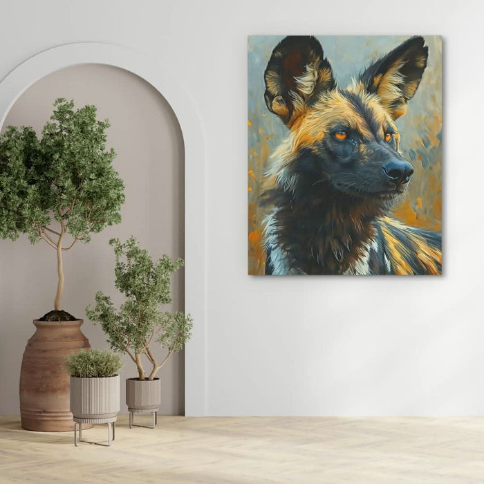 African Wild Dog - Wall Art in Black Frame