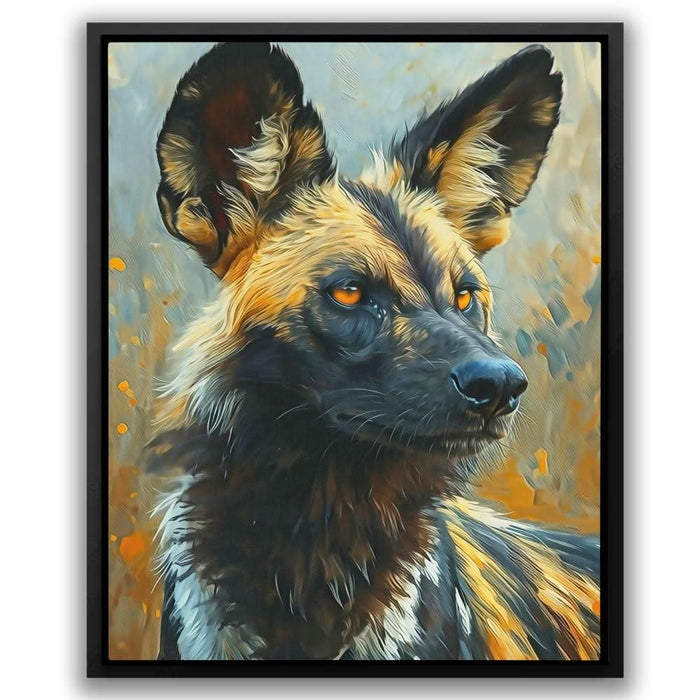 African Wild Dog - Beige Canvas Wall Art