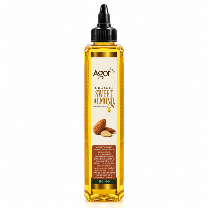 Agor Organic Sweet Almond Oil For Hair & Body 250ml