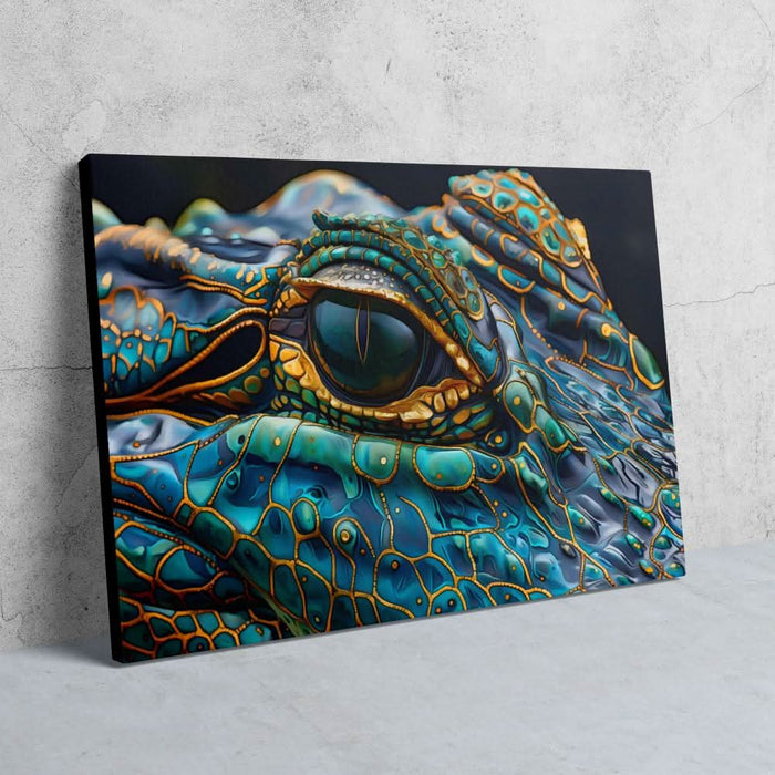 Alligator Eye - Green Animals Canvas Print