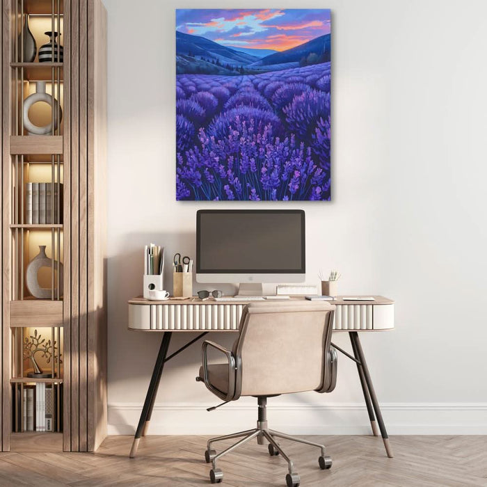 Amethyst Fields - Floral Wall Art in Black Frame