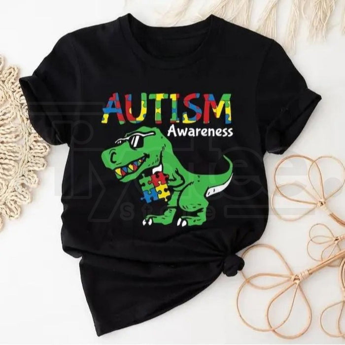 "Autism Dino" Awareness – Special Education Teacher Gift Puzzle Piece Top