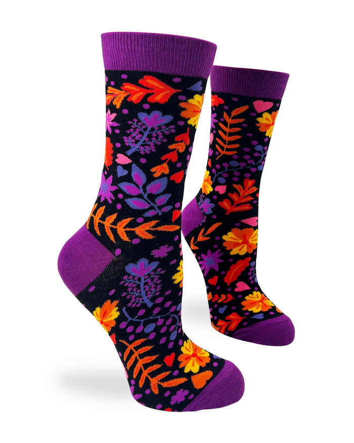 Autumn Floral Women's Crew Socks Floral Women's Crew Socks