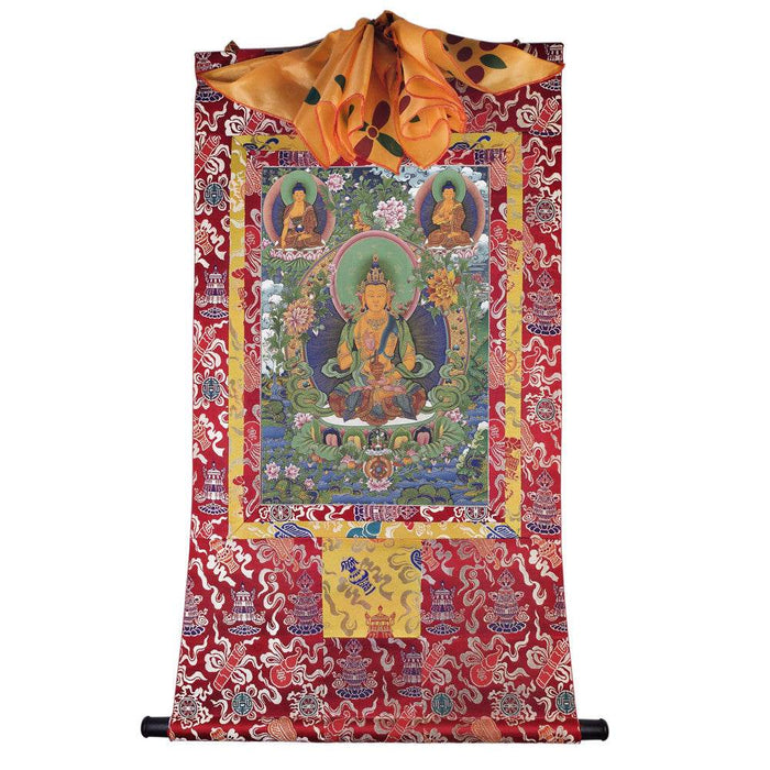 Avalokiteshvara - Tibetan thangka painting, detailed view