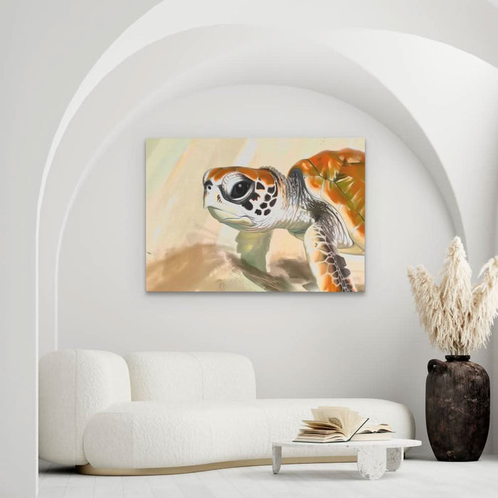 Baby Turtle - Baby Animal Wall Art in Black Frame
