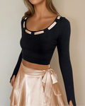 Ballet Ribbon Long Sleeve Cropped Sweater