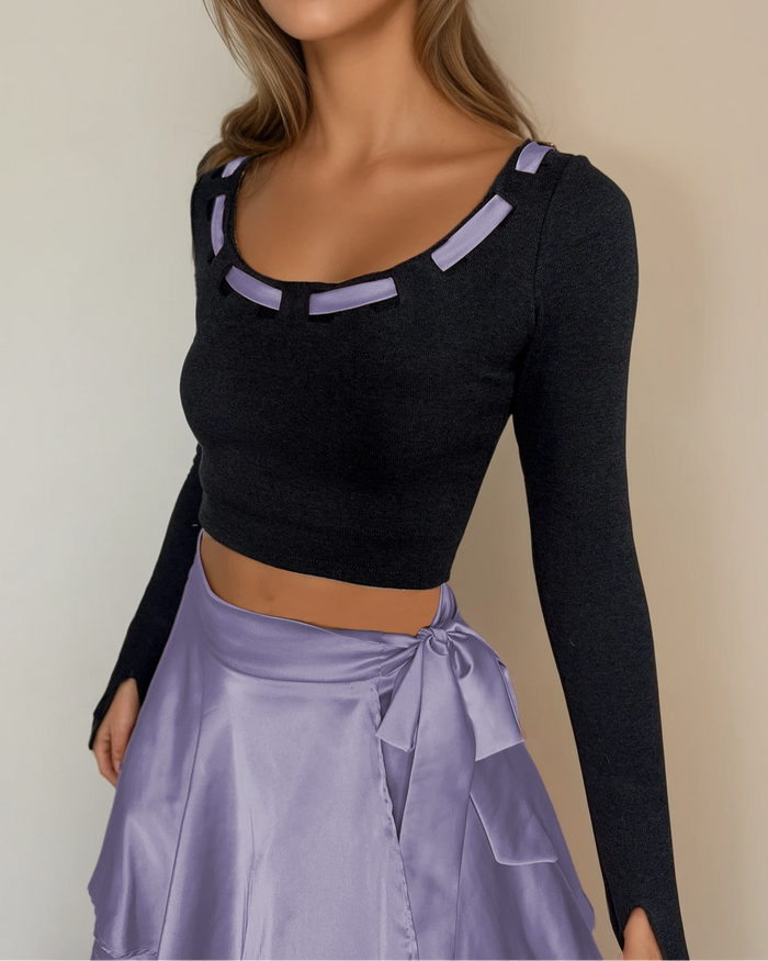S / Black with Purple Ribbon
