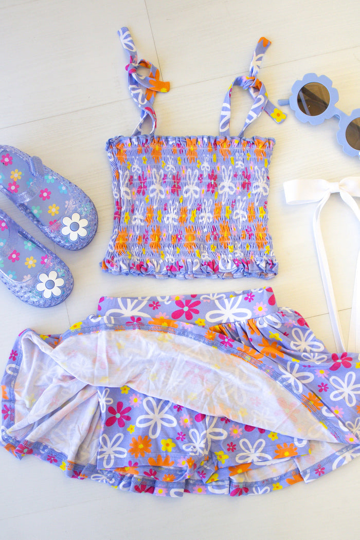 Bamboo Skirt Set - Purple Peony