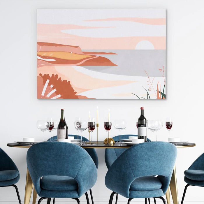 Beach Golf Course - Cream Wall Art in Black Frame