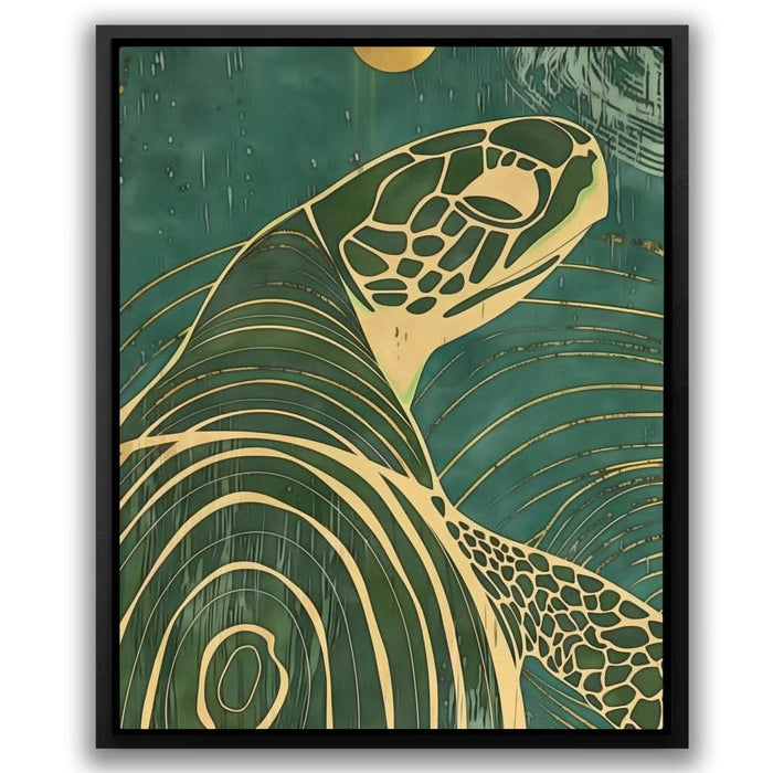 Beach Turtle - Gold Marine Canvas Print