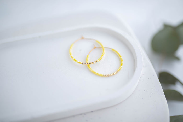 Beaded Earrings | Indigo & Sunshine Beaded Hoops | Indigo Daydream Collection