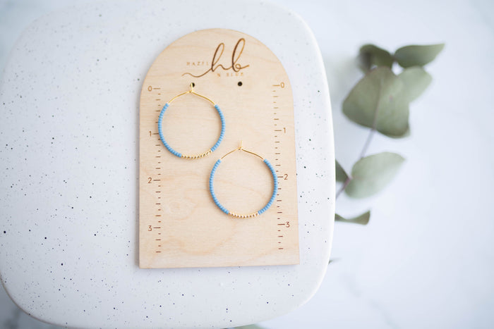 Beaded Earrings | Indigo & Sunshine Beaded Hoops | Indigo Daydream Collection