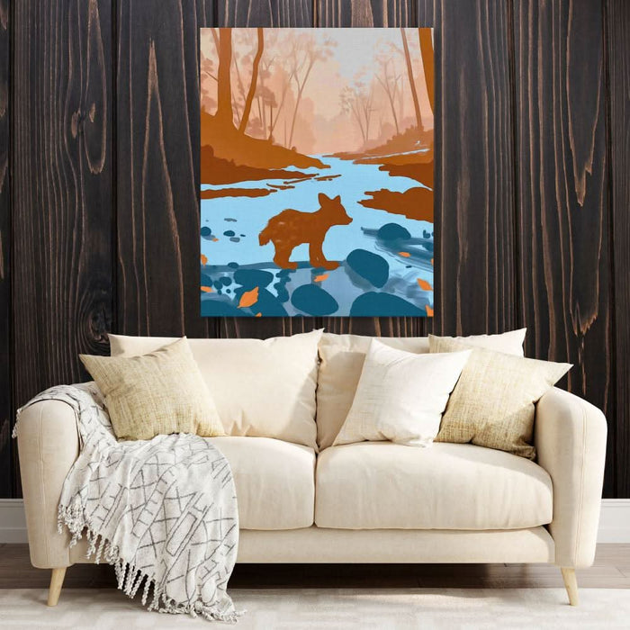 Bear Cub Exploring - Large Minimalist Canvas Print