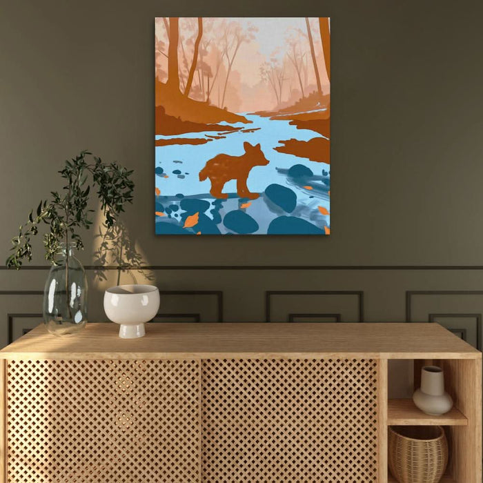 Bear Cub Exploring - Brown Wall Art for Nursery