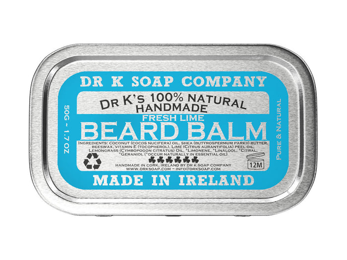 Dr K Soap Company Fresh Lime Beard Balm 50g – closed tin