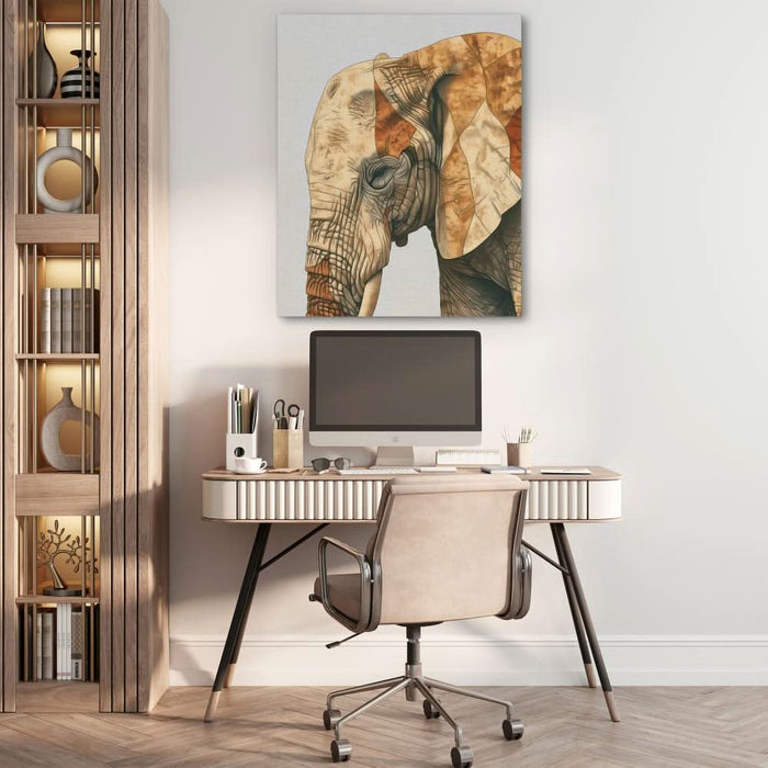 Beige Elephant - Beige Wall Art for Hallway