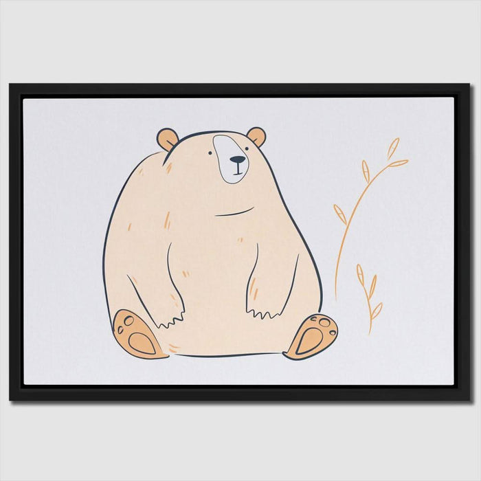 Big Bear Doodle - Minimalist Neutral Canvas Wall Art