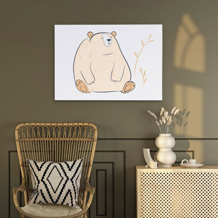 Big Bear Doodle - Large Minimalist Canvas Print