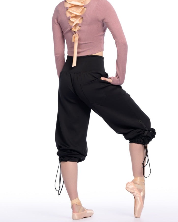 Black Adjustable Wide Leg Jogger Dance Pants