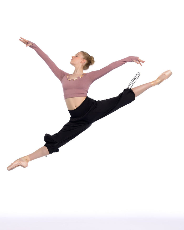 Black Adjustable Wide Leg Jogger Dance Pants