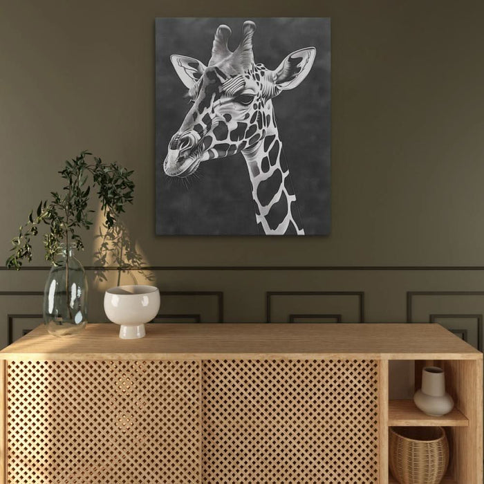 Black and White Giraffe - Large Canvas Print