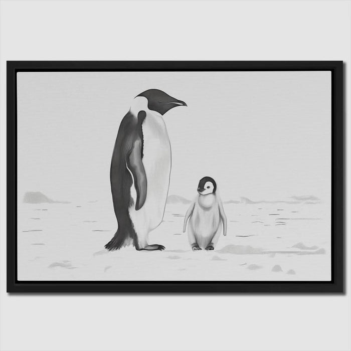 Black and White Penguins - Large Minimalist Canvas Print