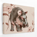 Blooming Hippo - Animals Canvas Wall Art