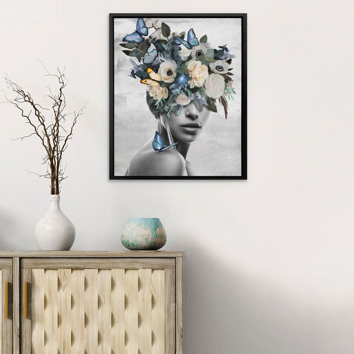 Blue Flower Woman - Woman Canvas Print