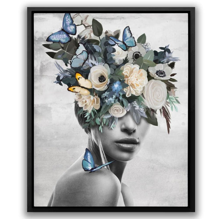 Blue Flower Woman - Floral Art for Female Office