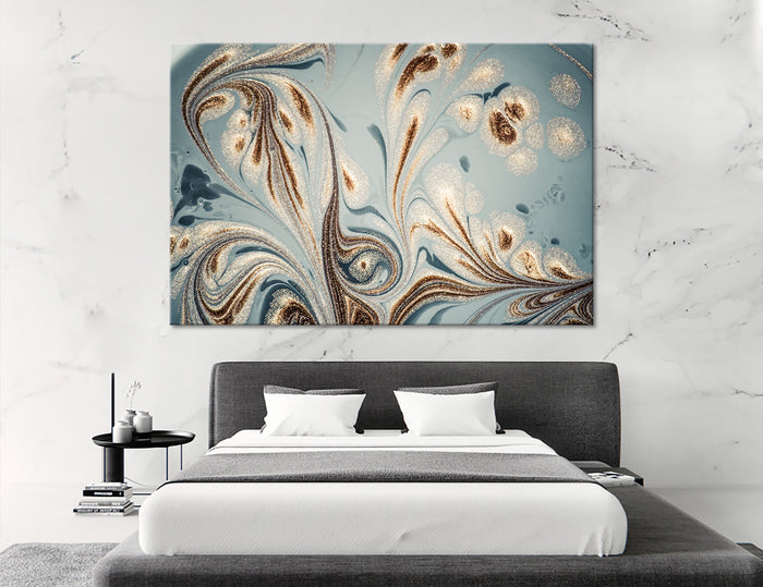 Blue Gold Abstract Canvas Print #1018