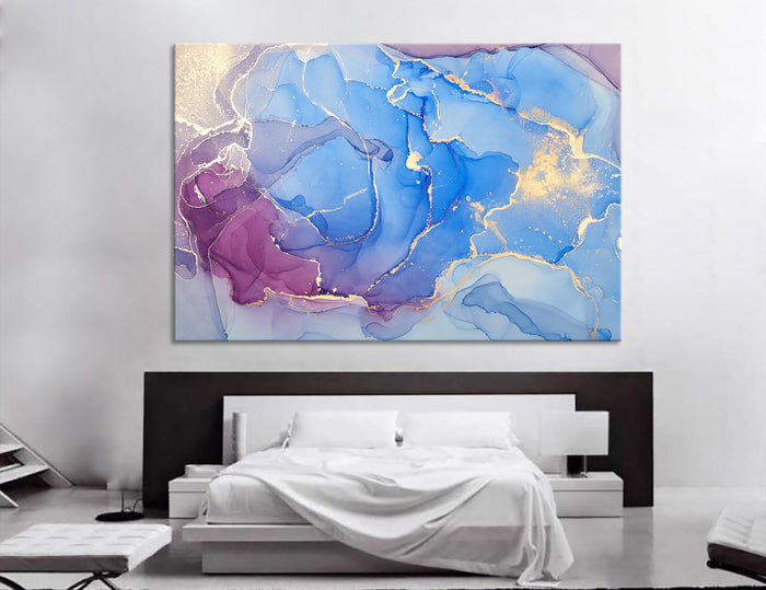 Blue Gold Abstract Canvas Print #1046