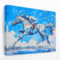 Blue Horse Racing - Horizontal Canvas Wall Art