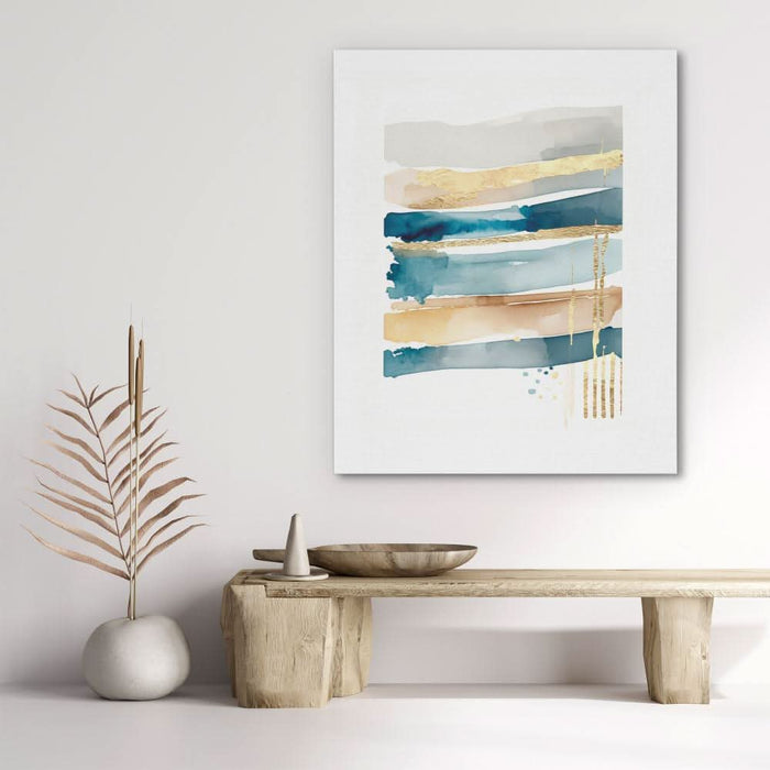 Blue Lines With Gold - Blue Lines Art