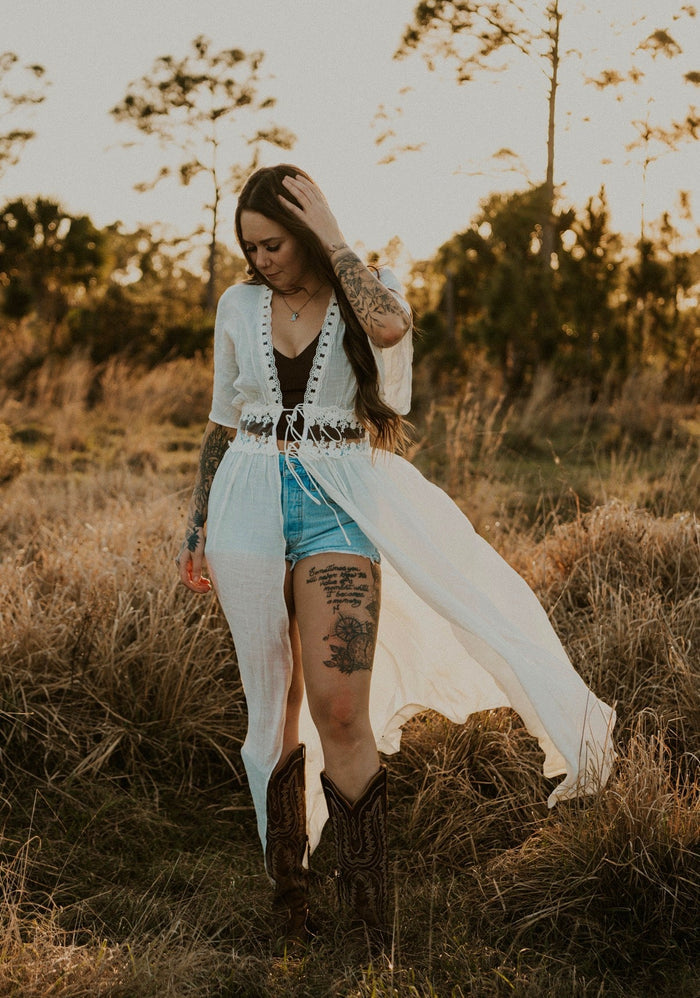 Boho Breeze Lace Long Duster