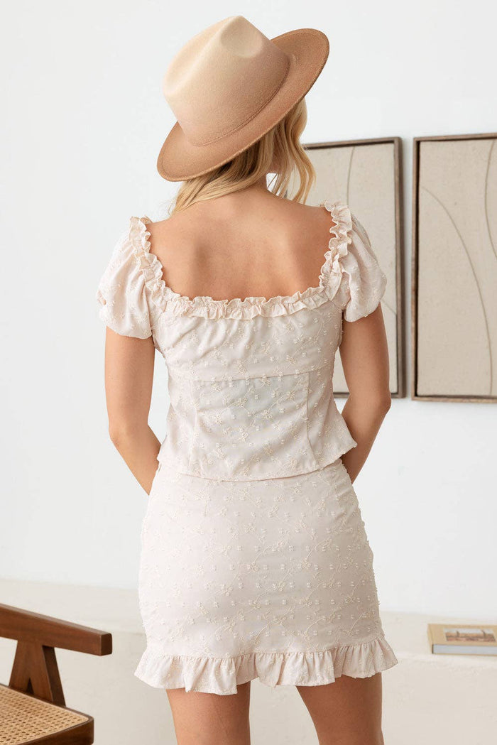 Boho Off-Shoulder Crop Top & Ruffle Skirt Set