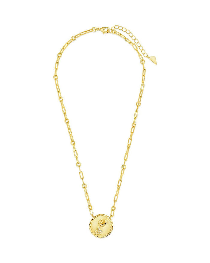 Bold CZ Zodiac Link Pendant Necklace